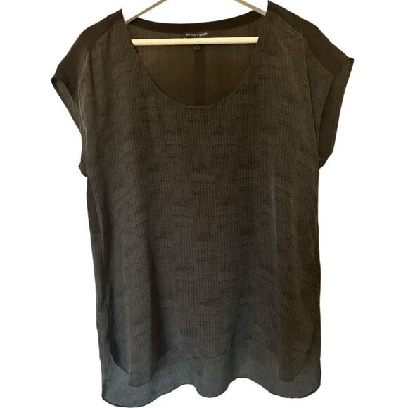 EILEEN FISHER Women's Silk Herringbone Cap Sleeve Tunic Blouse Black Size Small - Picture 1 of 10
